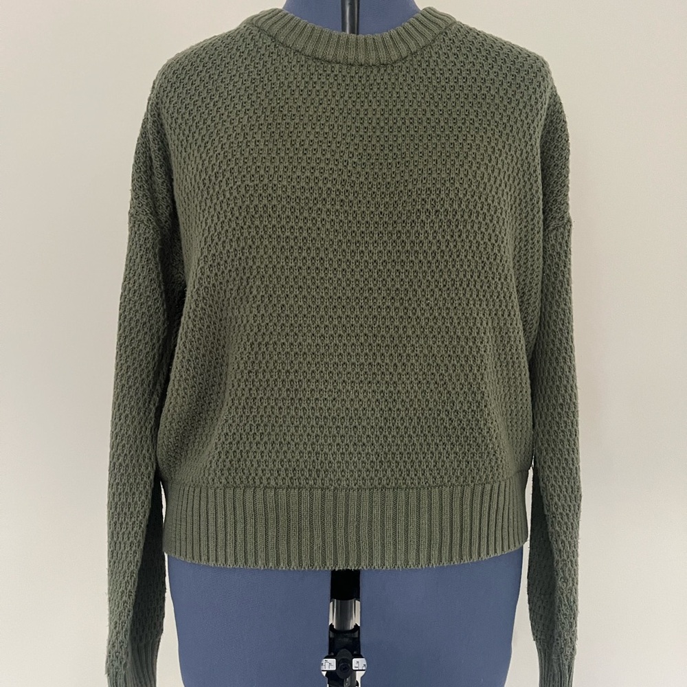 Pact Olive Green Women's Crew Neck Sweater